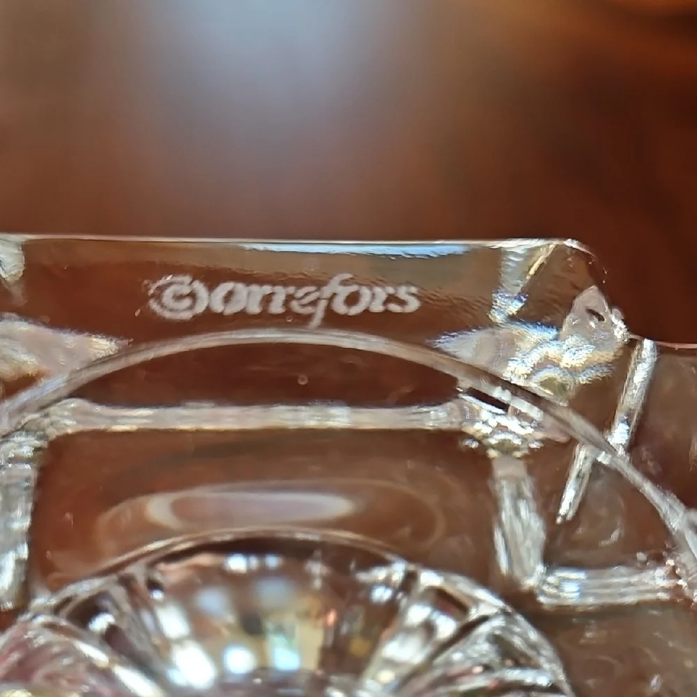 Signed Orrefors Crystal Candle Holders, by Swedish Artist Anna Ehrner, Set of 2